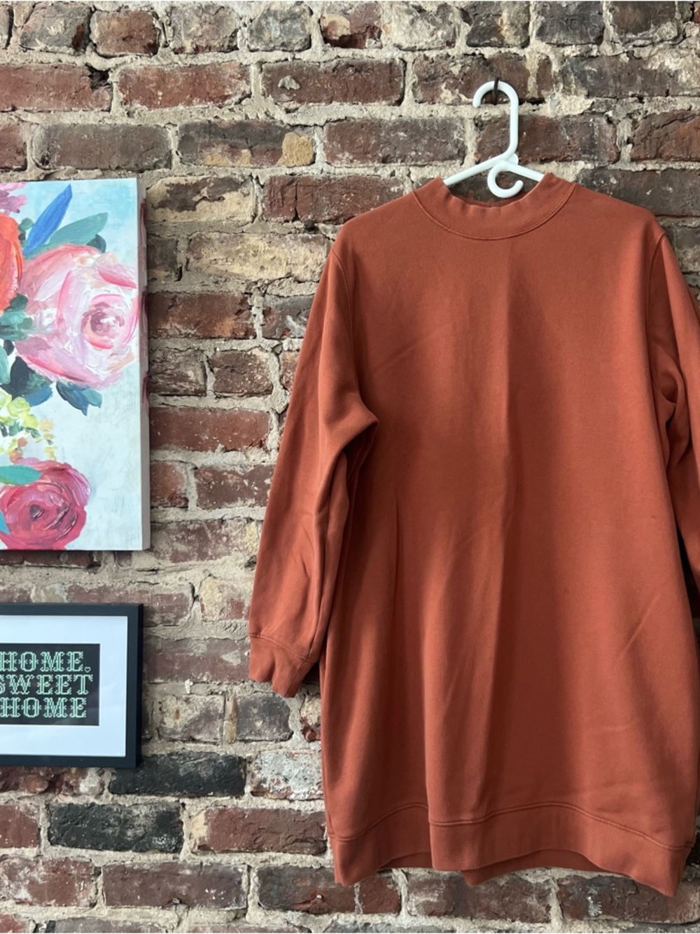 GAP Brick Orange Fleece-Lined Sweatshirt Dress w pockets